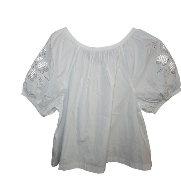 NWOT Madewell Embroidered Puff-Sleeve A-Line Top in Poplin XS - Picture 4 of 8
